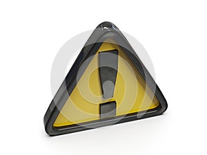 Yellow TriangleÂ Warning 3d Sign with Exclamation Mark